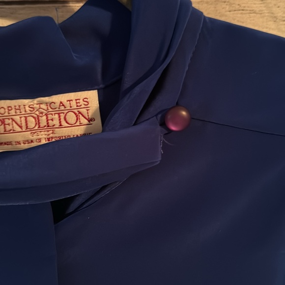 Vintage Sophisticates by Pendleton Petite Button Down Blouse Size 16 Blue - Picture 4 of 14